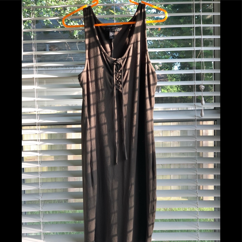 Green mini ribbed dress
